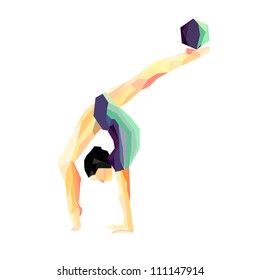 girl gymnast does exercises with the ball