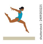 Girl gymnast doing exercise on balance beam.