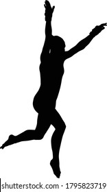 girl gymnast jump in vaulting table gymnastics black silhouette