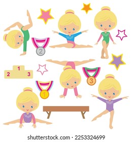 Girl gymnast vector cartoon illustration