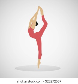 Girl gymnastic vector illustration, stretching exercise, fitness, Yoga and dance.