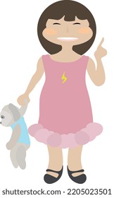 The girl had a bright smile and her favorite bear.
