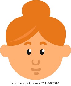 Girl with hair in bun, illustration, vector on a white background.