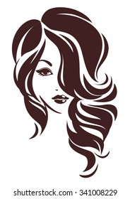 Girl With Hair Loose, Vector Logo Design