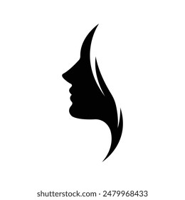 Girl with hair  silhouette logo icon vector