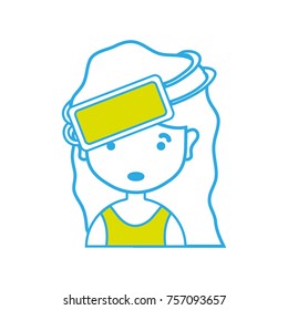 girl with hairstyle and 3d glasses of videogame