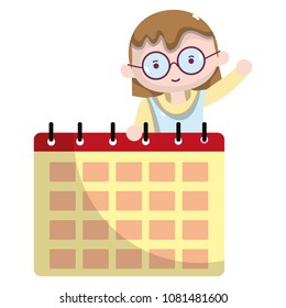 girl hairstyle with calendar organizer information