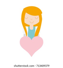 girl with hairstyle deasign and heart icon