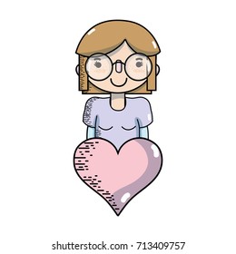 girl with hairstyle deasign and heart icon