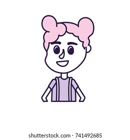 girl with hairstyle design and casual blouse