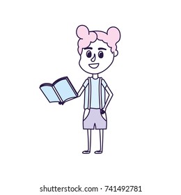 girl with hairstyle design and school tool in the hand