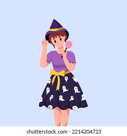 Girl with Halloween Costume Character Illustration