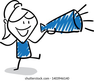 Girl hand drawn doodle line art cartoon design character - isolated vector illustration outline of woman.