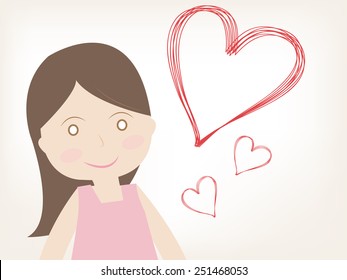 girl with hand drawn heart vector
