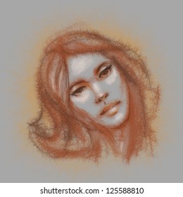 Girl. Hand drawn sketch illustration.Vector eps8