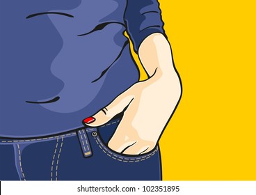 Girl with a hand in her jeans pocket