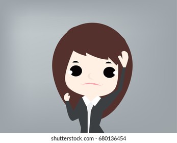 Girl with a hand up.
