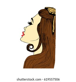 girl hand-drawn on a white background. The isolated image.
