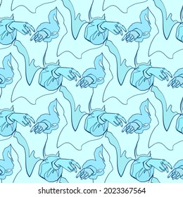 girl hands princess dress vector stained glass style seamless art line pattern