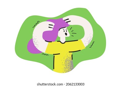 Girl with hands raised saying something. trendy illustration