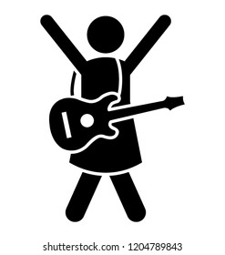 Girl with hands up, female rockstar 