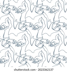 girl hands vector stained glass style seamless art line pattern