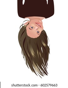 Girl hanging upside down. Vector file. Adobe Illustrator EPS 10