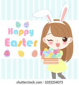 girl  with happy easter for your holiday concept