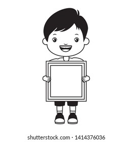 girl happy holding cube kids zone vector illustration