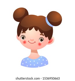 Girl with happy kind face expression vector illustration