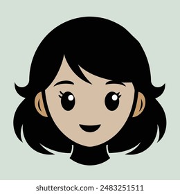 A Girl Happy Mode Emoji Style. Happy kids avatars. Cute children smiling, boy girl in rounds vector set. Illustration girl and boy avatar, happy kids, child happiness. A Girl Happy Face Vector Art.