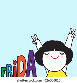 Girl Happy Mood On Friday Concept Card Character Paper Note illustration