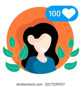 girl happy on social media getting likes. vector design illustration art