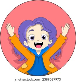 a girl is happy while raising both hands