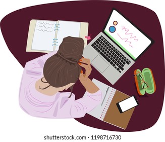 The girl is hard to work. Heavy learning.