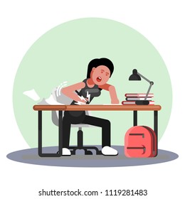 Girl hard working and studing