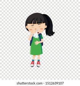 The girl has a cold. Vector graphics