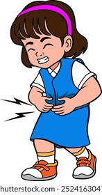 girl has stomach ache  vector illustration isolated on with background