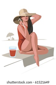 Girl with hat and drink