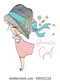 girl with hat and flowers