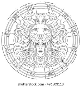 the girl with the hat in the form of a lion
