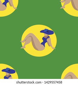 the girl with the hat full of the swimsuit pattern is seamless