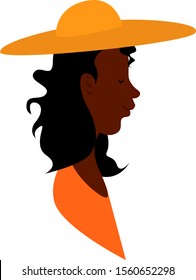 Mädchen mit Hut, Illustration, Vektorgrafik auf weißem Hintergrund.