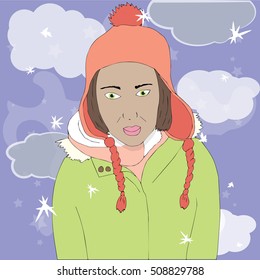 girl in a hat and jacket
