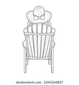 
Girl in a hat on a lounger.Coloring book antistress for children and adults. Illustration isolated on white background.Zen-tangle style. Hand draw