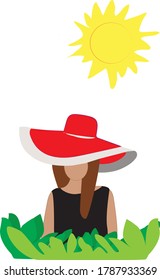 girl in a hat on a white background