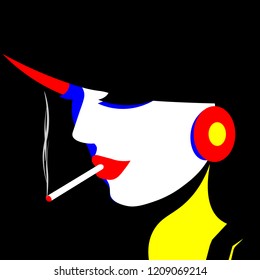 Girl in hat in pop art style fashion woman. Vector graphics