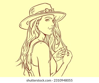 Mädchen auf Hut, die Vektorgrafik für Karte, Dekoration, Illustration