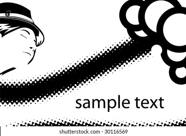 The girl in a hat. A vector. Without mesh.