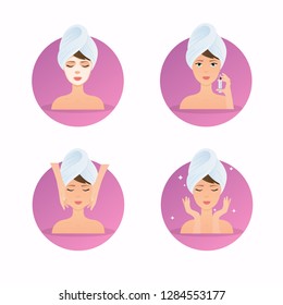 Girl have cleaning, cosmetic injection and care her face. Skin problems solution, home remedies. 